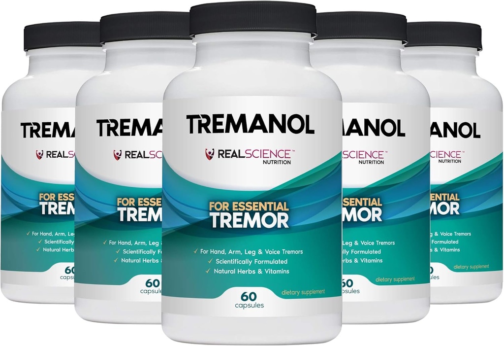 Tremanol - 5 Paket - Essential Tremor için Doğal Yardım - Shaky Hands, Arm, Leg ve Ses Tremors için Yardım sağlayın