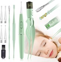 Ear Wax Removal Tools,9 Pack Ear Temizlik Tool,Ear Pick with 2 LED Lights,Built-in USB Ear Wax Saver for Kids and Yetişkinler