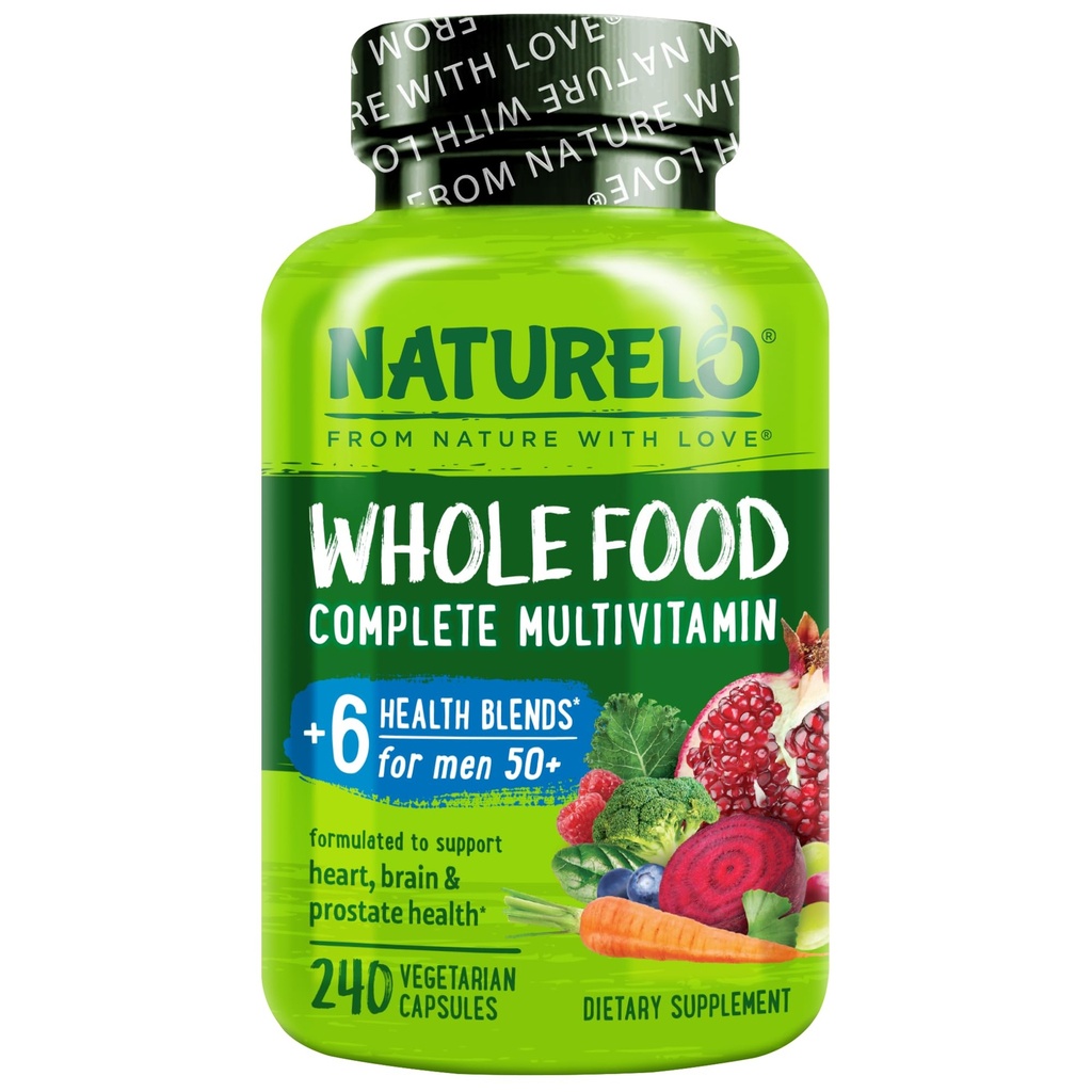 NATLO Tüm Gıda Erkekler için Çokvitamin - Vitaminler, Mineraller, Organik Herbal Türleri - Vegan Vejetaryen - Enerji, Beyin, Kalp ve Göz Sağlığı - 240 Capsules