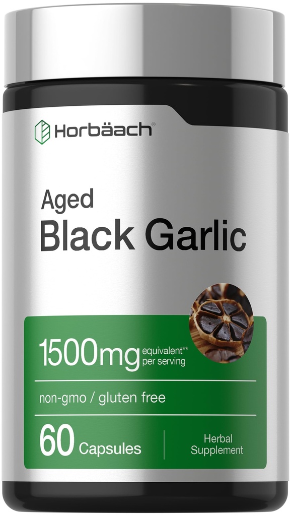 Horbäach Aged Garlic Extract Capsules | 60 Count | Fermented Supplement | Non-GMO, Vegetarian & Gluten Free