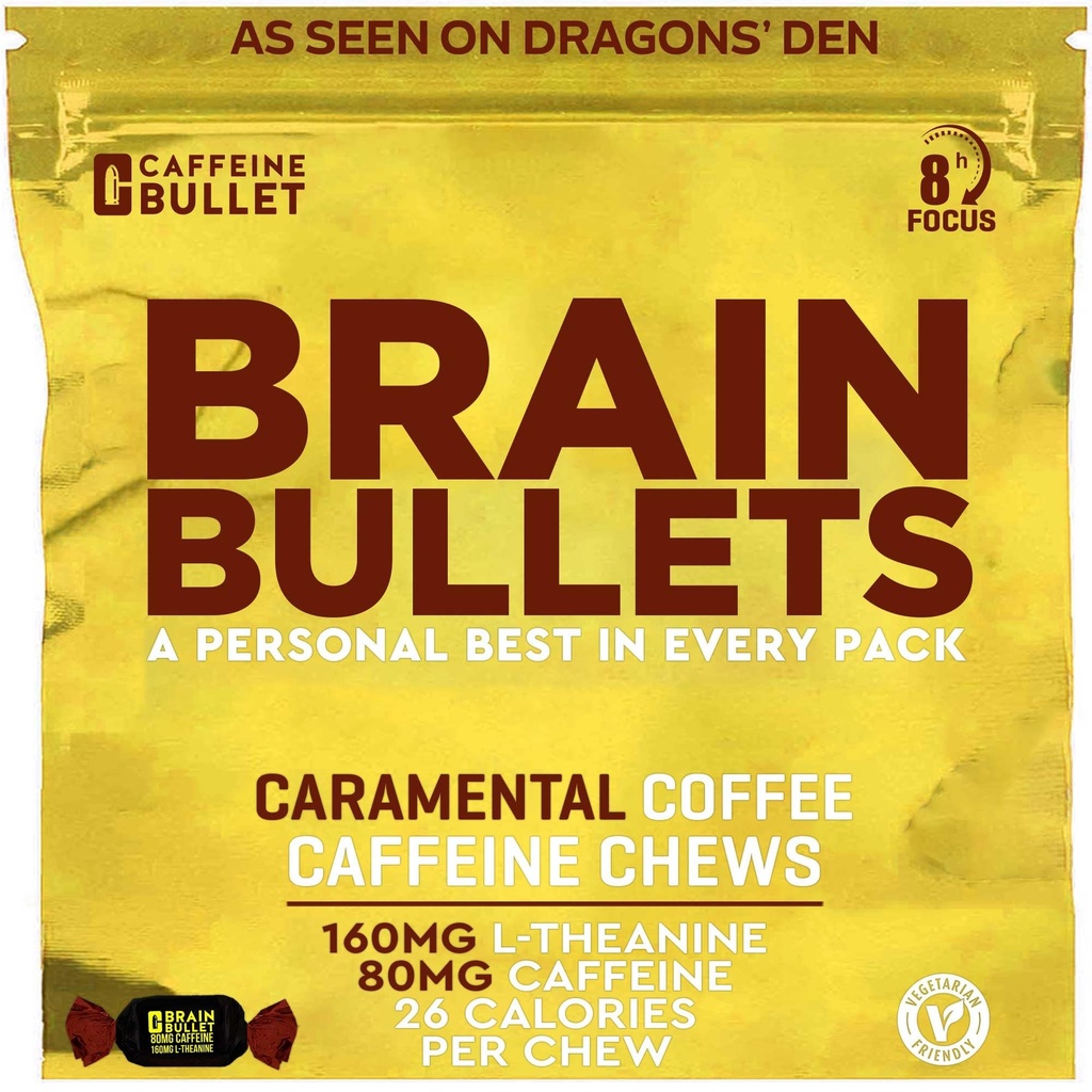 80mg Caffeine & 160mg L-Theanine Focus Enhancing Energy Chews (40 Hizmet) – Nörobilim Geri Döndü Nootropic Stack, mental Acuity & Cognitive Support | Caramel Frappe Flavor Brain Bullet