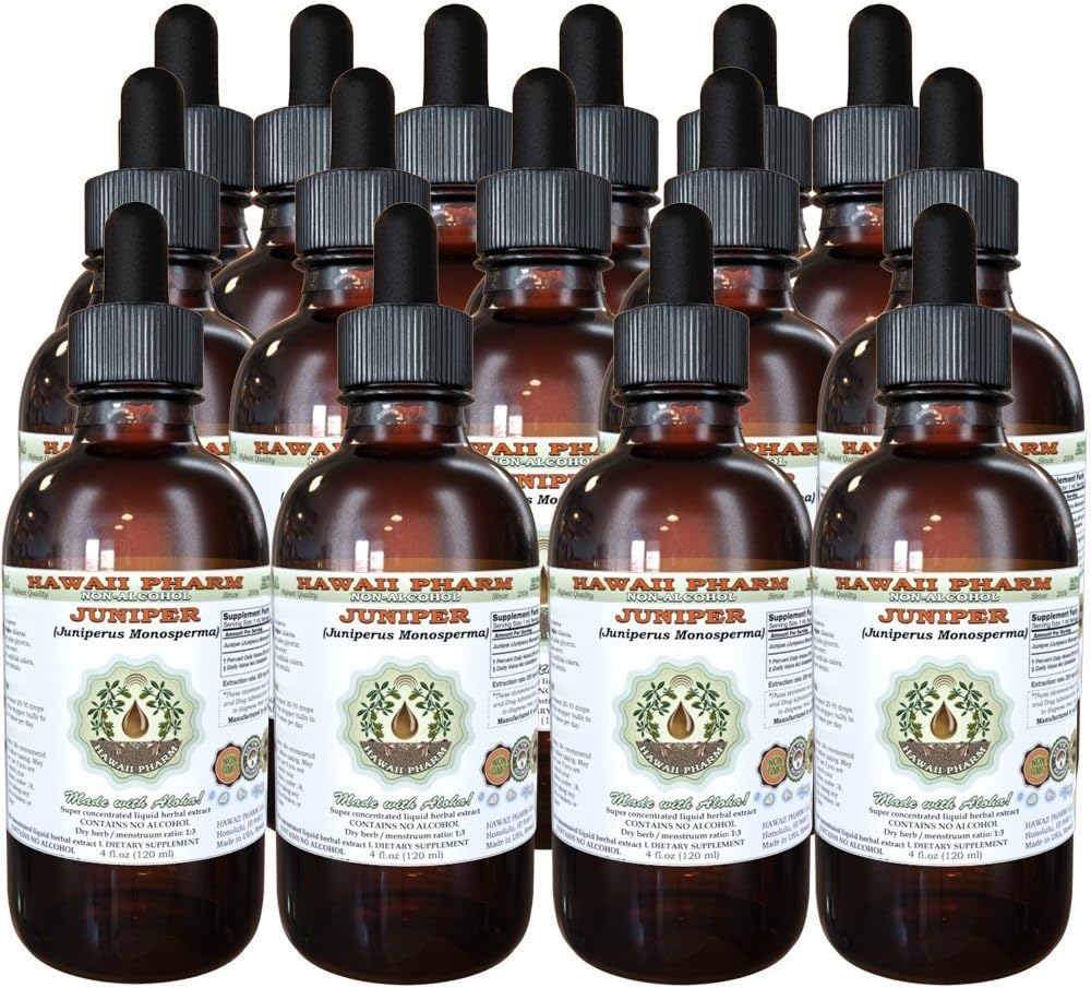 Juniper Alkol Özgür Sıvı Ekstraksiyon, Organik Juniper (Juniperus Monosperma) kuru Berry Glycerite Hawaii Pharm Natural Herbal Supplement 15x4 ozz