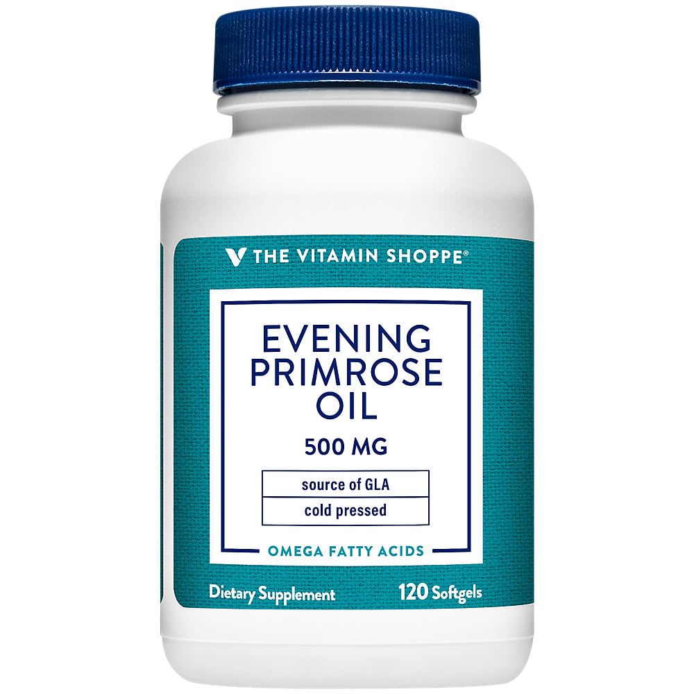 The Shoppe Evening Primrose Oil 500MG, GLA'nın Doğal Kaynağı (Gammia Linolenic Acid) Tamam for Women's Health & Hormonal Balance (120 Softgels)