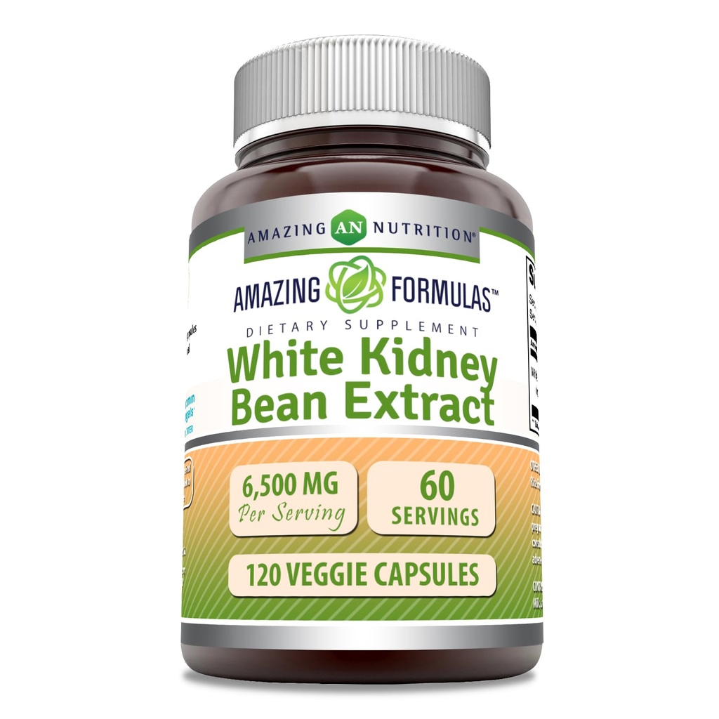 Amazing Formulas White Kidney Bean 6500 Mg | Vegetarian Capsules | Non-GMO | Gluten-Free | Made in USA (1 Pack | 120)