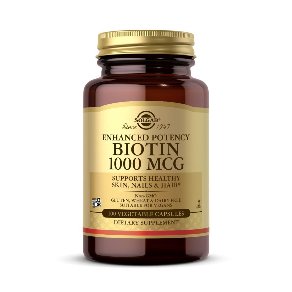 Solgar Biotin 1000 mcg - 100 Sebze Kapsülleri - Sağlıklı Cilt, Nails & Saç - Non-GMO, Vegan, Gluten Ücretsiz, Süt Free, Kosher - 100 Hizmet