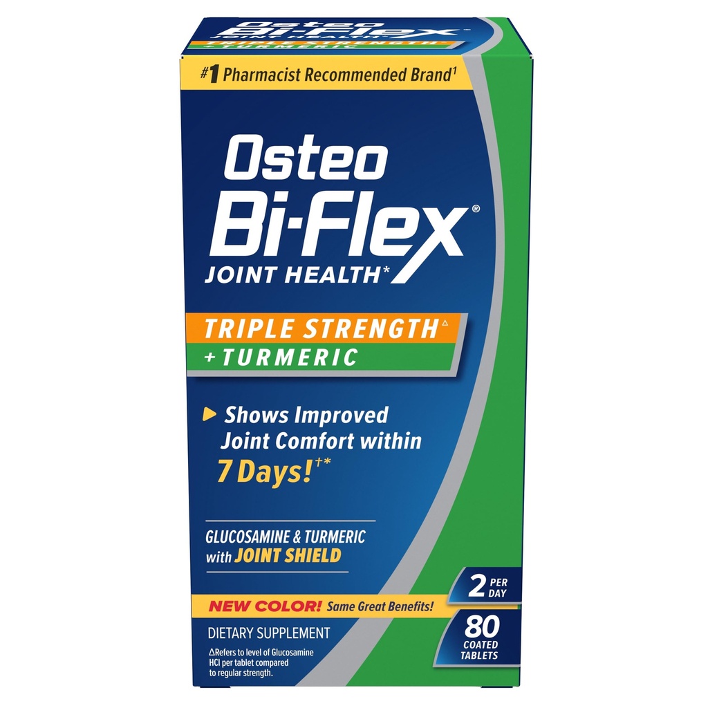 Osteo Bi-Flex Glucosamine Triple Strength Plus Turmeric Supplement with Curcumin for Joint Support and Range of Motion, 40 Day Supply, 80 Tablet, Ortak Sağlık Beslenme Tamamları,