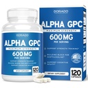 Alfa GPC Choline Capsules - 120 Kont, 600 mg (Brain Support Aid That Supports Focus, Memory, Motivasyon, & Enerji (Üçüncü Parti Test Edildi, Vegan Güvenli ABD'de Yapılan) Beyin Desteği Tamamlandı