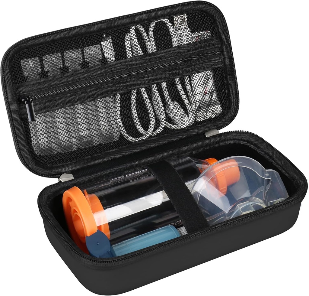 Çocuklar ve Yetişkinler için Asthma Inhaler, El Uzayr, Maskeler, Inhaler Sahibi Asthma Travel Bag Organizer with Me Pocket fit Drug and Aksesuarları, Black