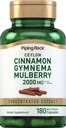 Piping Rock Ceylon Cinnamon Gymnema Mulberry Kompleks | 2000 mg | 180 Capsules | Herbal Supplement | Interd Extract | Non-GMO, Gluten Free Free