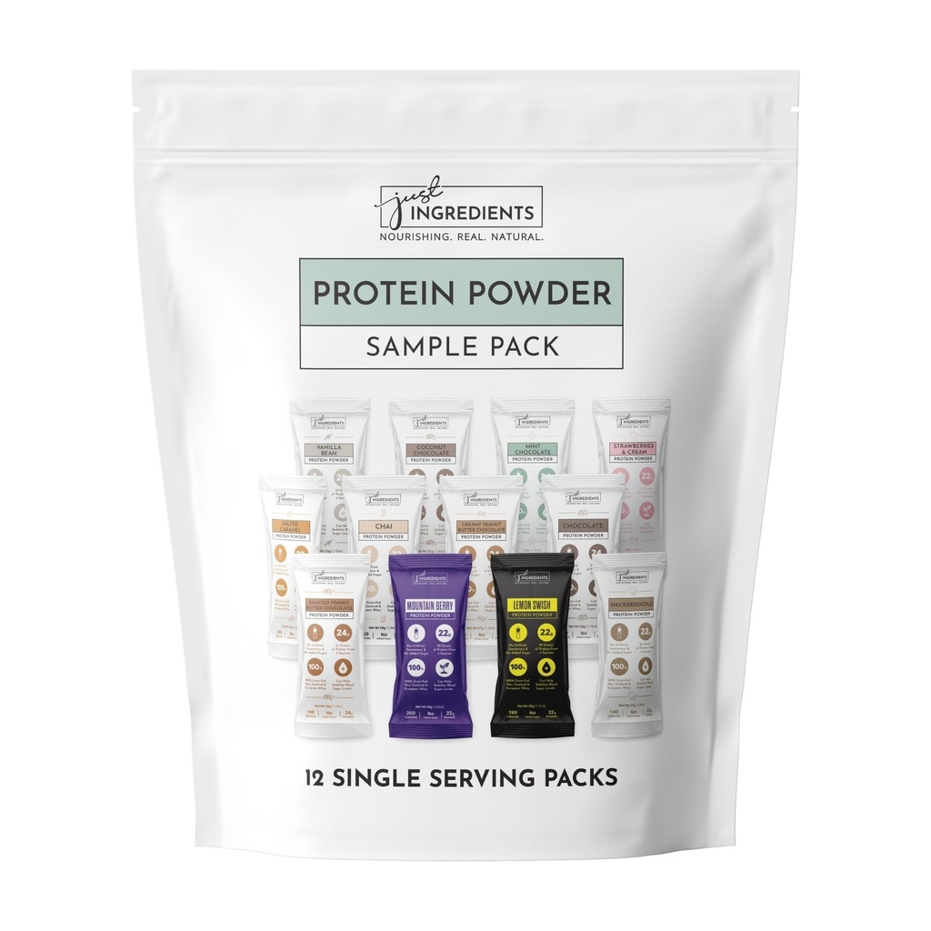 Protein Toz %100 Grass Fed, Denatured Whey | Organik Tüm Gıda Malzemelerinden Dört Farklı Protein Kaynağı | 12 Hizmet | 22g Protein (12 Hizmet, Örnek Çeşitli Paket)
