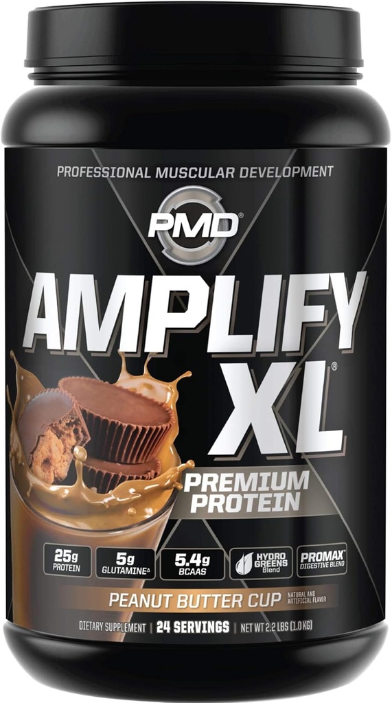 PMD Sportslify XL Premium Whey Protein Supplement Hydro Greens Meeting - Superfood for Muscle, Strength and Recovery - Peanut Butter Cup (24 hizmet) için Superfood ile Glutamine ve Whey Protein Matrix