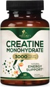Kretine Monohidrat Capsules 3000 mg - En İyi Mikronized Kretine Toz - Destekler Lean Muscle, Strength, Energy, & Endurance - Nature's Supplement, Non-GMO, Gluten Free for Women & Men - 60 Capsules