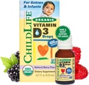 CHILDLIFE ESSENTIALS Organic Vitamin D3 Drops - Vitamin D Drops for Infants & Babies, 400 IU Per Drop, All-Natural, USDA Organic, Non-GMO, Kosher, Gluten-Free - Natural Berry Flavor, 0.21 Fl Oz