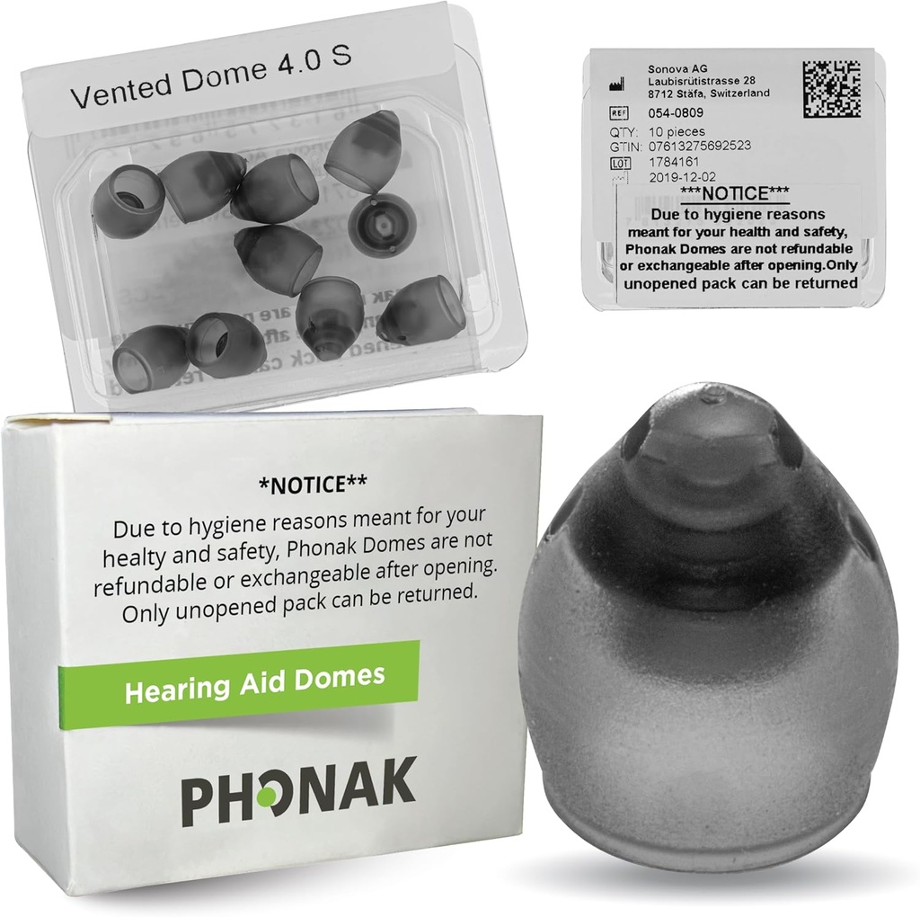 Phonak Vented 4.0 Dome Small (0.29 inç=7.5mm) 10 Domes, Real OEM İsviçre Yenileme, Phonak Audeo Marvel Paradise Lumity Aksesuarları için Yardım Kubbeleri -1 Pack/10 Domes Total Total