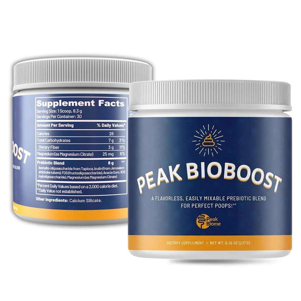 Peak BioBoost - Prebiyotik Fiber Supplement - Flavorless Digestive Nutritional Supplements - Dissolve Prebiyotik Toz - No Gluten, Soy veya Süt - 1 Ay Supply - 30 Hizmet