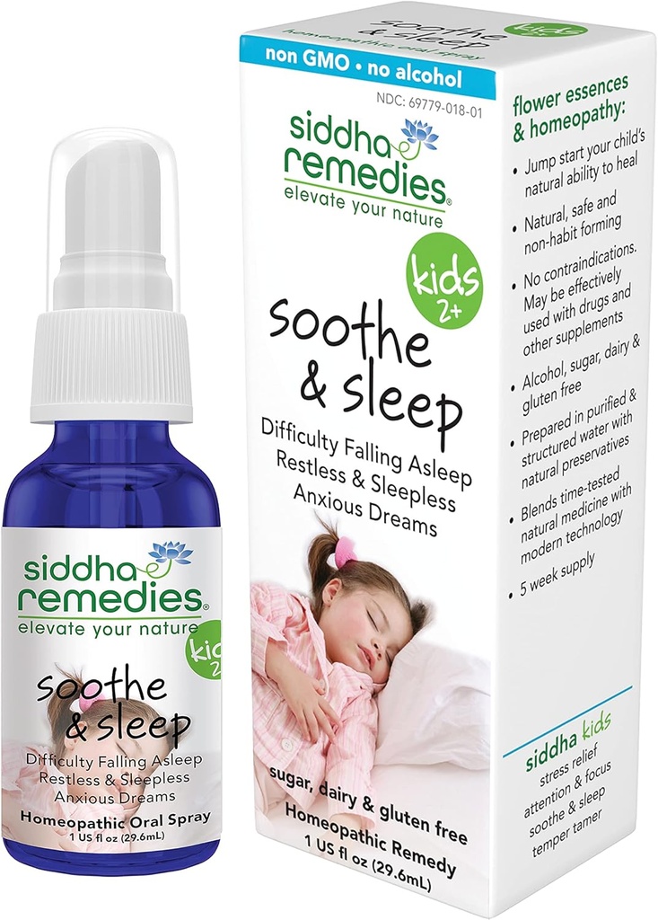 Siddha Remedies Sooth & Sleep for Kids | Çocuklar için Uyku Yardımı – Go'yu Zorlaştırıyor, Falling Asleep, Bad Dreams, Restlessness, Nightmares | Homeopathic Non GMO - Free of Alkol, Sugar, Gluten