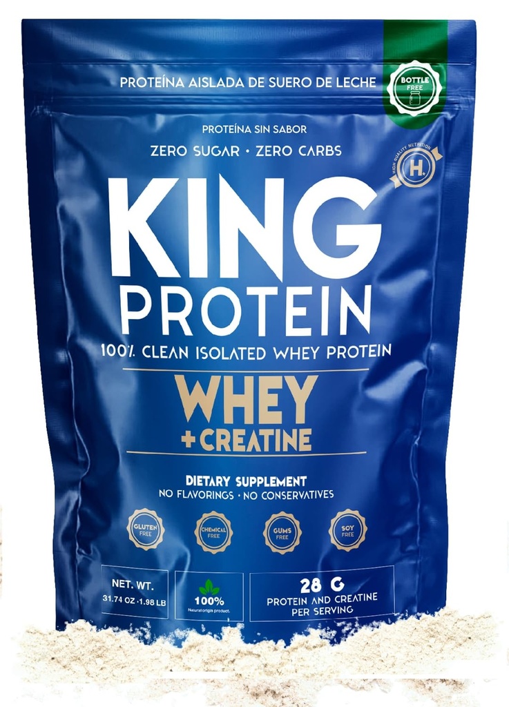 Temiz Unflavored Whey Isolate Protein Toz with Tinatine | 23g artı 5g Kretine & Organic BCAA per Service | 100% Natural | No Carbs | Preservatives, GMO, Soy & Gluten Free, 30 Hizmetler