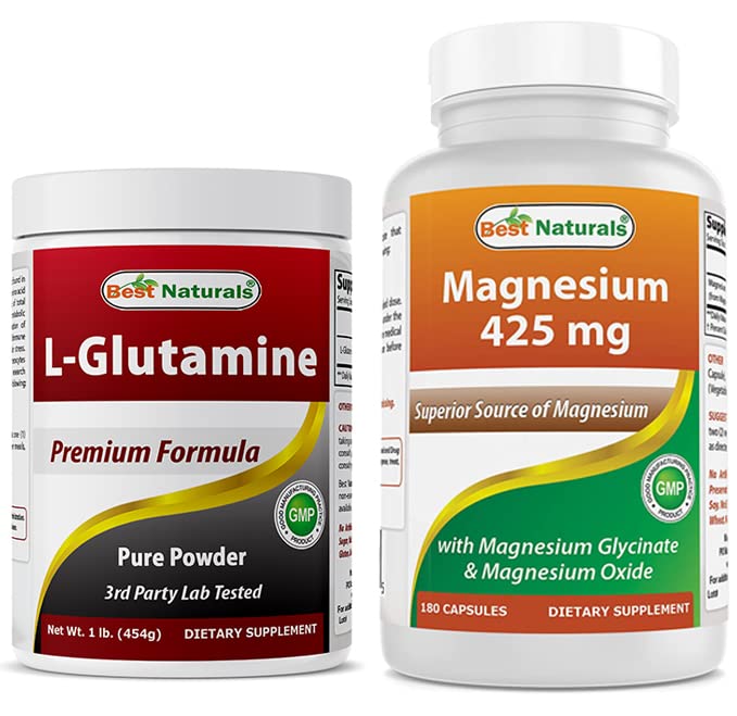 L-Glutamine Pure Toz 1 LB & Magnezyum Glycinate 425 mg