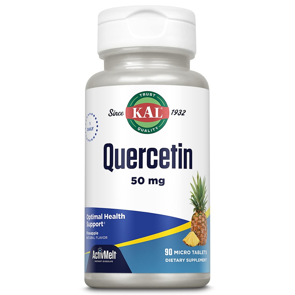 KAL Quercetin ActivMelt, Optimal Sağlık ve Sağlık Desteği Tamam, Bioflavonoyak, Natural Pineapple Flavor, 90 Hizmet, 90 Instant Dissolve Micro Tablets