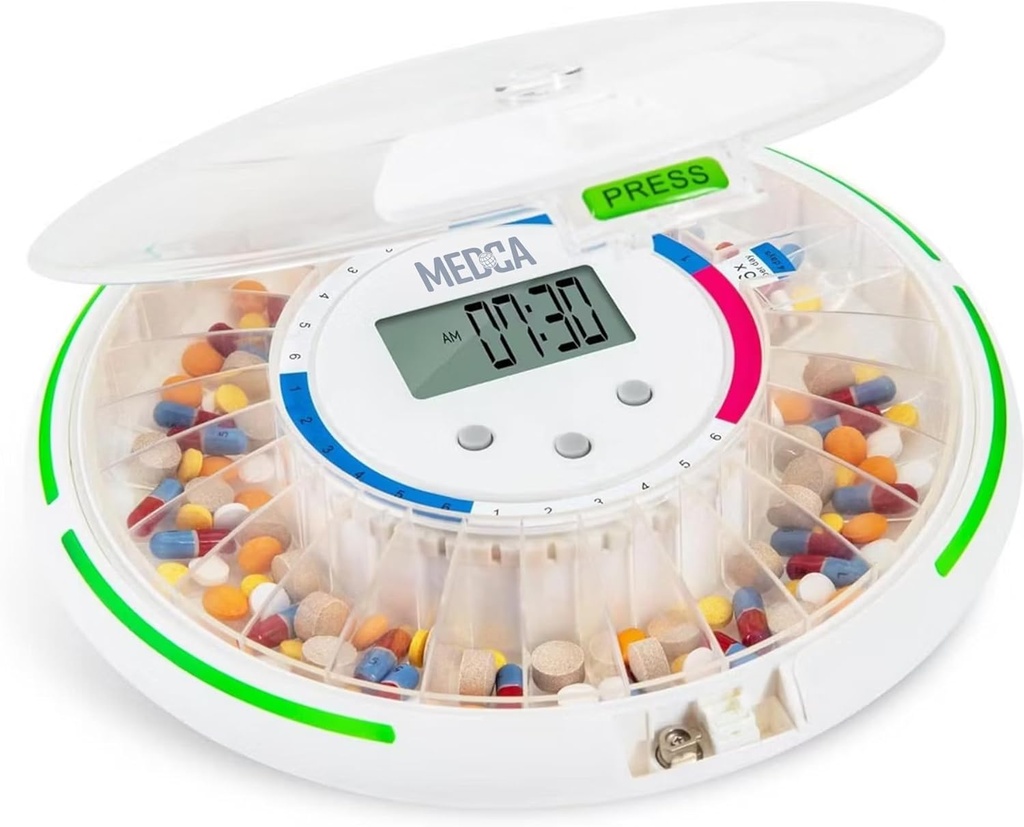 Otomatik Pill yapıştırıcısı 28 günlük Elektronik İlaç Organizeörü ile - Lockable Key Pill Konteyner LCD Ekran, Işık ve Ses Hatırlatıcı Alarmı Seniors ve Elderlylyly için Scheduled Drug for Seniors and Elderlyly