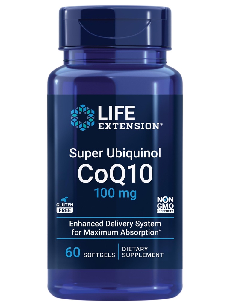 Life Extension Super Ubiquinol CoQ10, Kalp Sağlığı Tamam, Hücre Enerji, oksidatif Stres Savunması, En Az Apsiyon, 100 mg, Non-GMO, Gluten-Free, 60 softgels