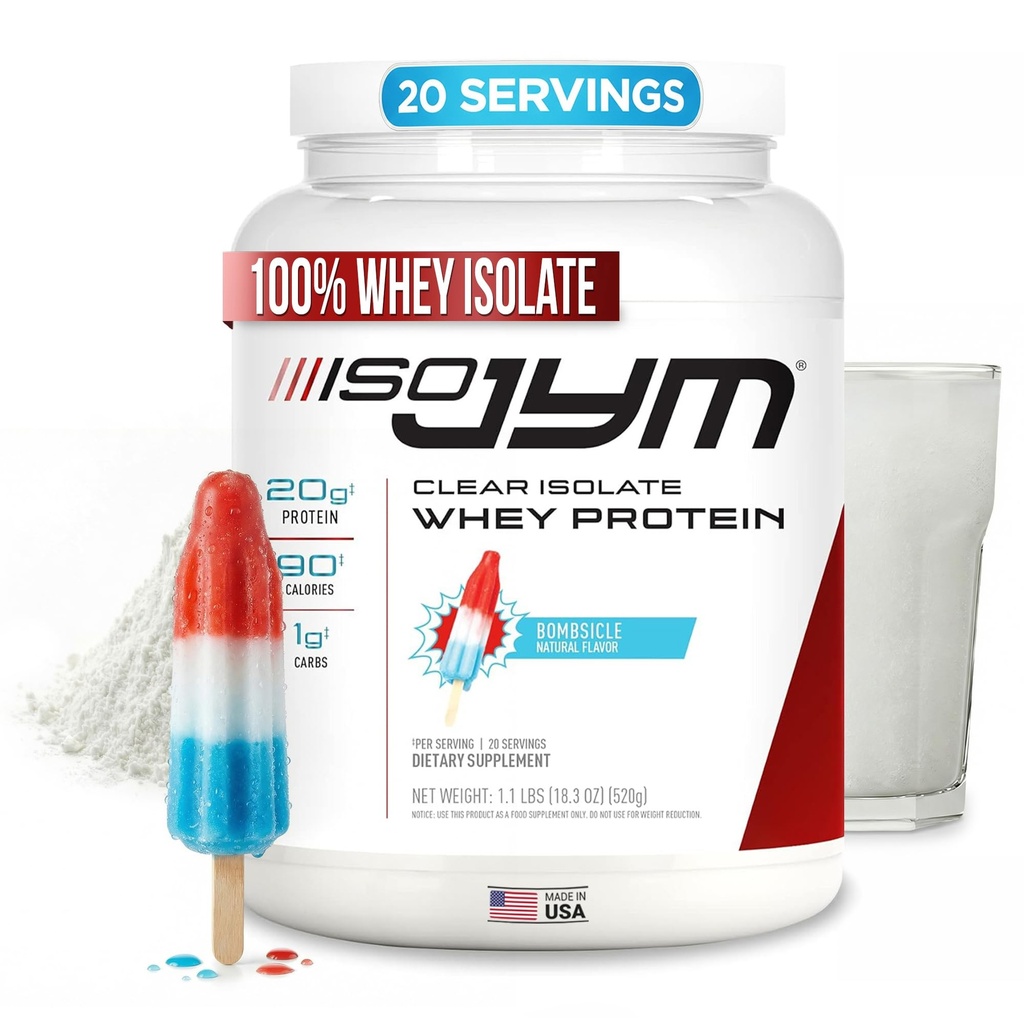 JYM Supplement Science Iso JYM Bombsicle, 90 Calories,% 100 Whey proteini, Zero Fat, Zero Sugars, Mixes Clear, for Women & Men, 20 Hizmetler