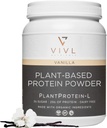 Plant protein-L Toz Vanilla, Vegan, Organik, No Dairy, No Sugar, No Gluten, Keto, Low Carb, Temiz Malzemeler, Low Fodmap, Erkekler ve Kadınlar için, 25g, 27 Hizmet, 33oz