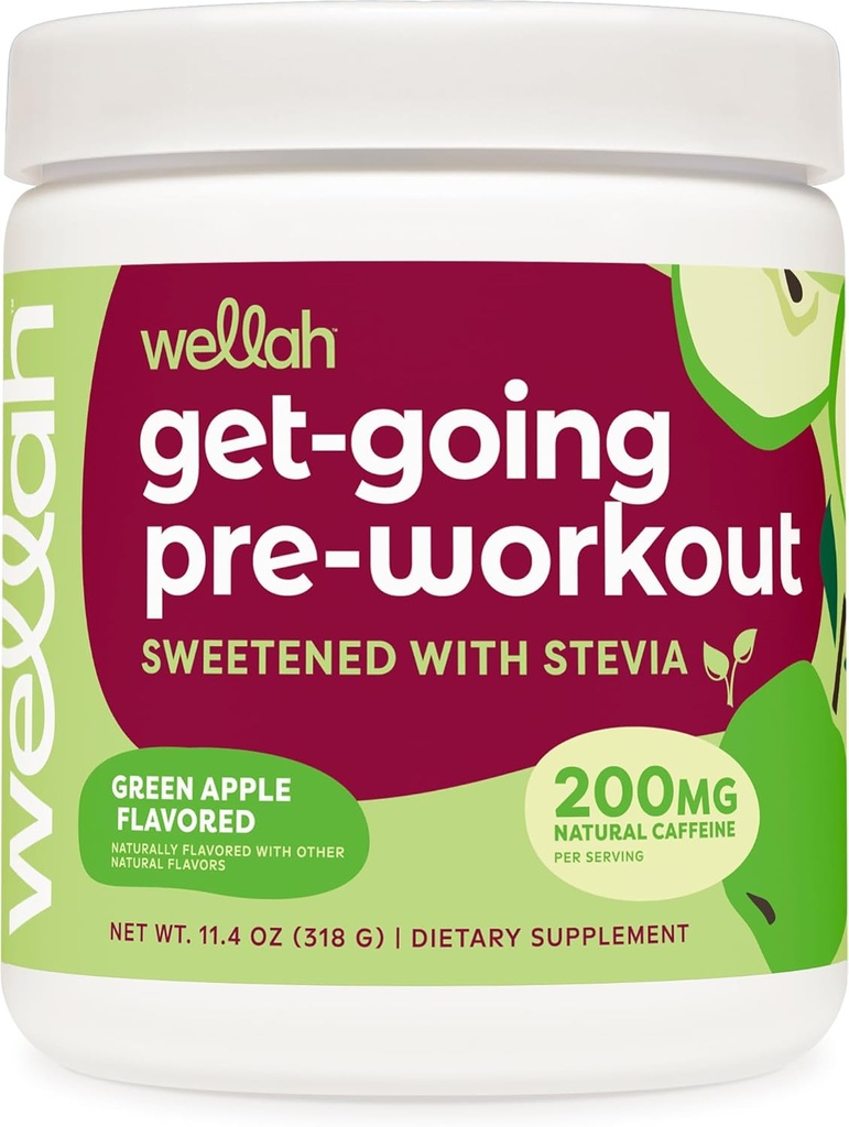 Wellah Get-Going Pre-Workout Drink Mix (Green Apple Flavored, 30 Hizmet)