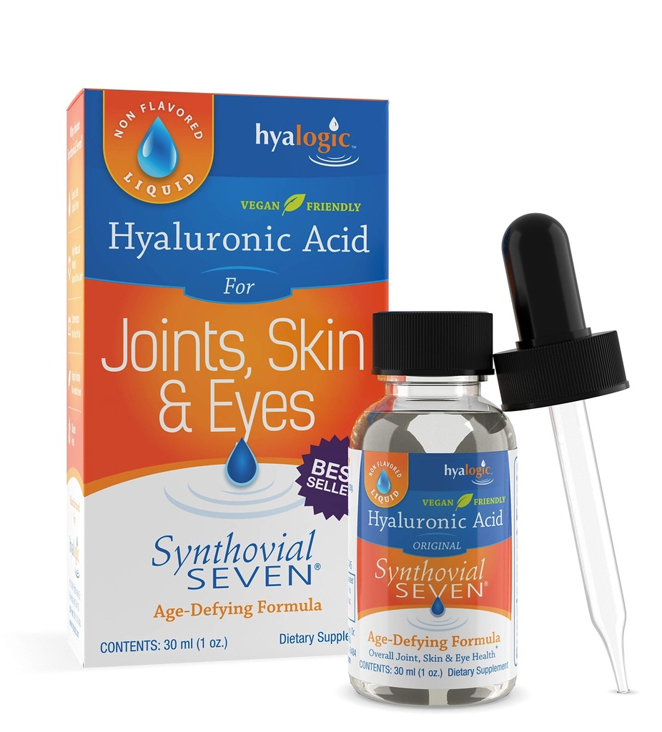Hyalogic Synthovial Seven - Oral Hyaluronik Asit Supplement 1oz - Sıvı HA Destekler Cilt, Göz ve Lip Hydration - Vegan, Gluten Free 1 Ounce