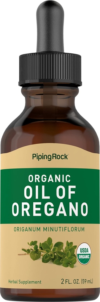 Piping Rock Oil of Oregano Organic Liquid Drops | 2 fl oz | with Extra Virgin Olive Oil | Herbal Extract Supplement | Non-GMO, Gluten Free