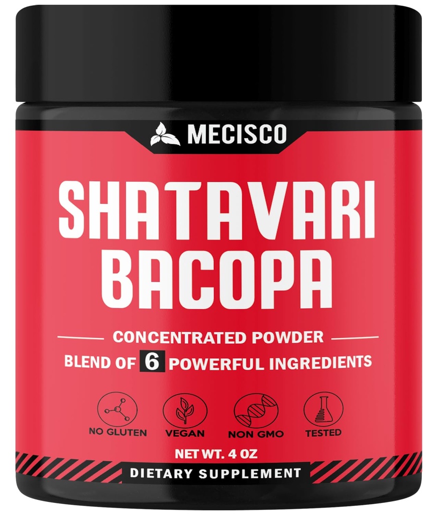 6in1 Shatavari Toz Organik - Shatavari Root, Bacopa Monnieri, Ashwagandha Root, Vitex Berry, Fenugreek & Black Pepper - Supports Rejuvenation, Supports Energy & Vitality - 4 Oztavari
