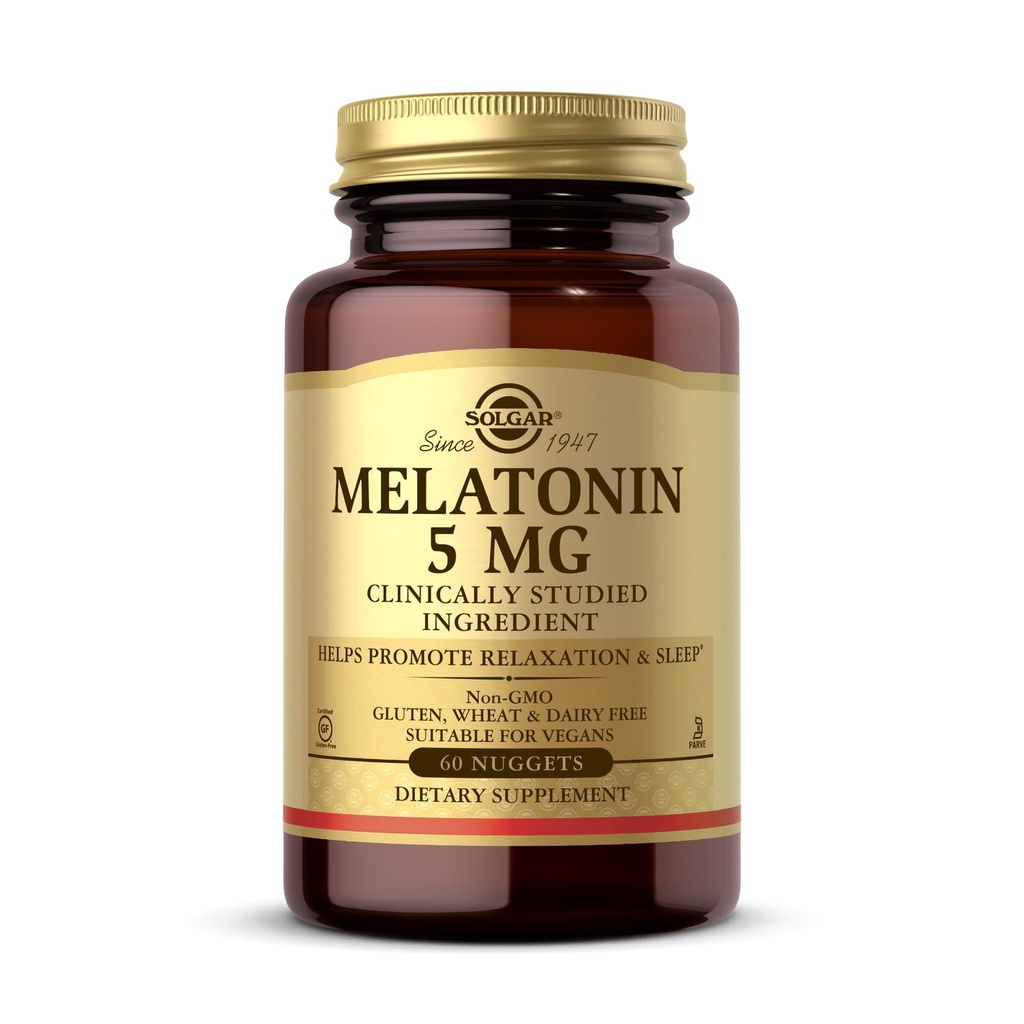 Solgar Melatonin 5 mg, 60 Nuggets - Rahatlama ve Rest - Klinik olarak Studied Melatonin - Vegan, Gluten Free, Süt Free, Kosher - 60 Hizmet