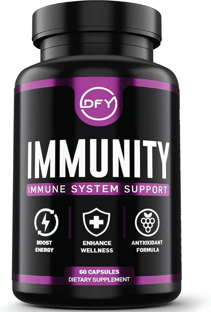DFY Immune Support Capsules - with Elderberry Sambucus, Vitamin C, Sambucus Elderberry, Vitamin D3 5000 IU, Zinc, and Ginger