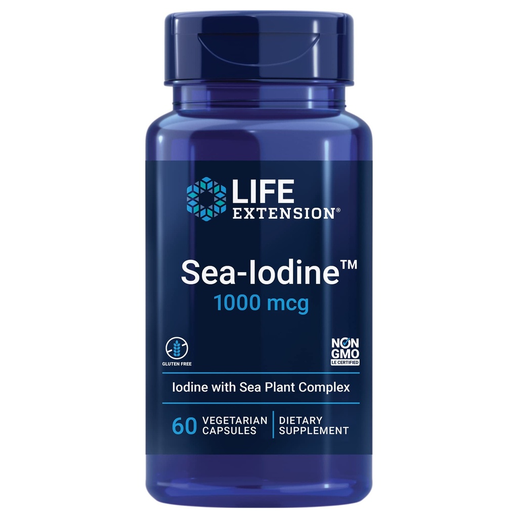 Life Extension Taurine 1000 mg and Sea-Iodine 60 Capsules Supplement Sche