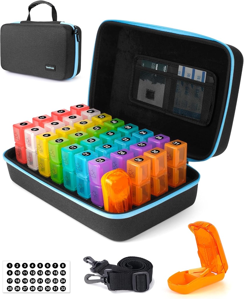 Pill Organizer 3 Times, Pill XS ile bir gün, 30 Gün Pill Organizer Aylık, Ay Tıp Box Sahibi 31 Günlük Karşılaştırmalar, Sert Shell Seyahat Davası ve Yıkılmış Omuz Yağları