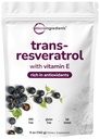 Saf Trans-Resveratrol Tozu Vitamin E, 5 Ounce, 2'de 1 Formula, Micronized Toz Daha İyi Aborpsiyon için, Premium Resveratrol Tamam, Super Antioksit