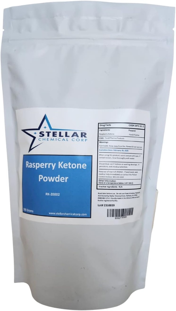 Raspberry Ketone Toz -~ 500 Grams Diyeter Supplement, Antioksis Desteği - Pure, Gluten Free - 500 mg per Service