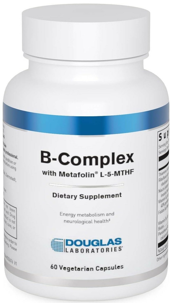 Douglas Laboratories B-Complex with Metafolin - Kapsamlı B Vitamin Supplement - Enerji ve Beyin Sağlığı Desteği* - Folate, Biotin & Thiamin - Non-GMO - 60 Vegetarian Capsules