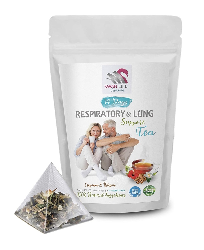 solunum vitaminleri - RESPIRAT VE LUNG DESTEK TEA 14 Gün Cinnamon, Hibiscus, Marshmallow Root, Astragalus, Peppermint, eucalyptus çay yaprak 1 Pack 14 Tea Bag Çanta