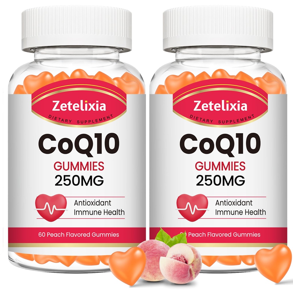 2 Pack CoQ10 Gummies, 5X Daha İyi Ab Metabolik Enerji ve Antioksit Desteği için Coenzyme Q10, 120 Peach Gummies