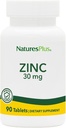 NaturesPlus çinko Tabletleri - 30 mg, 90 Vejetaryen Tabletler - Hücresel Büyüme ve Onarım için Immune System Supplement - Sağlıklı Digestion, Metabolism & Vision - Gluten-Free - 90 Servisler