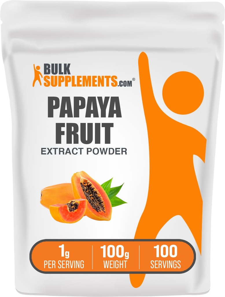 BulkSupplements.com Papaya Meyvesi Toz - Papaya Ekstraktif Destek için - Gluten Free, 1g hizmet başına 100g (3.5 oz) (Pack of 1)