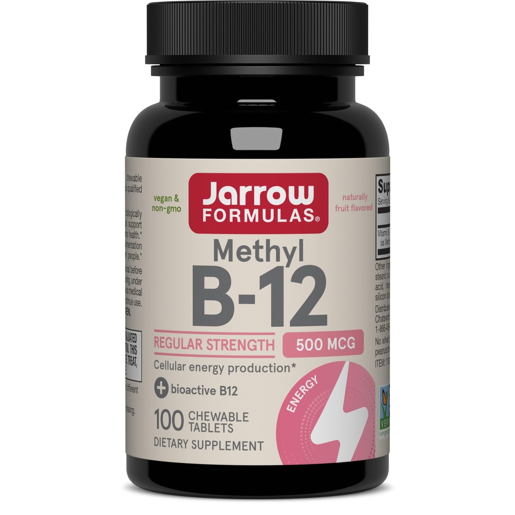 Jarrow Formulas® Me-12 Tabletleri, 500 mg, Hücre Enerji Üretimi ve Beyin Sağlığı Desteği için Diyetsel Tamam, 100 Cherry Flavor Chewable Tabletler, 100 Day Supply