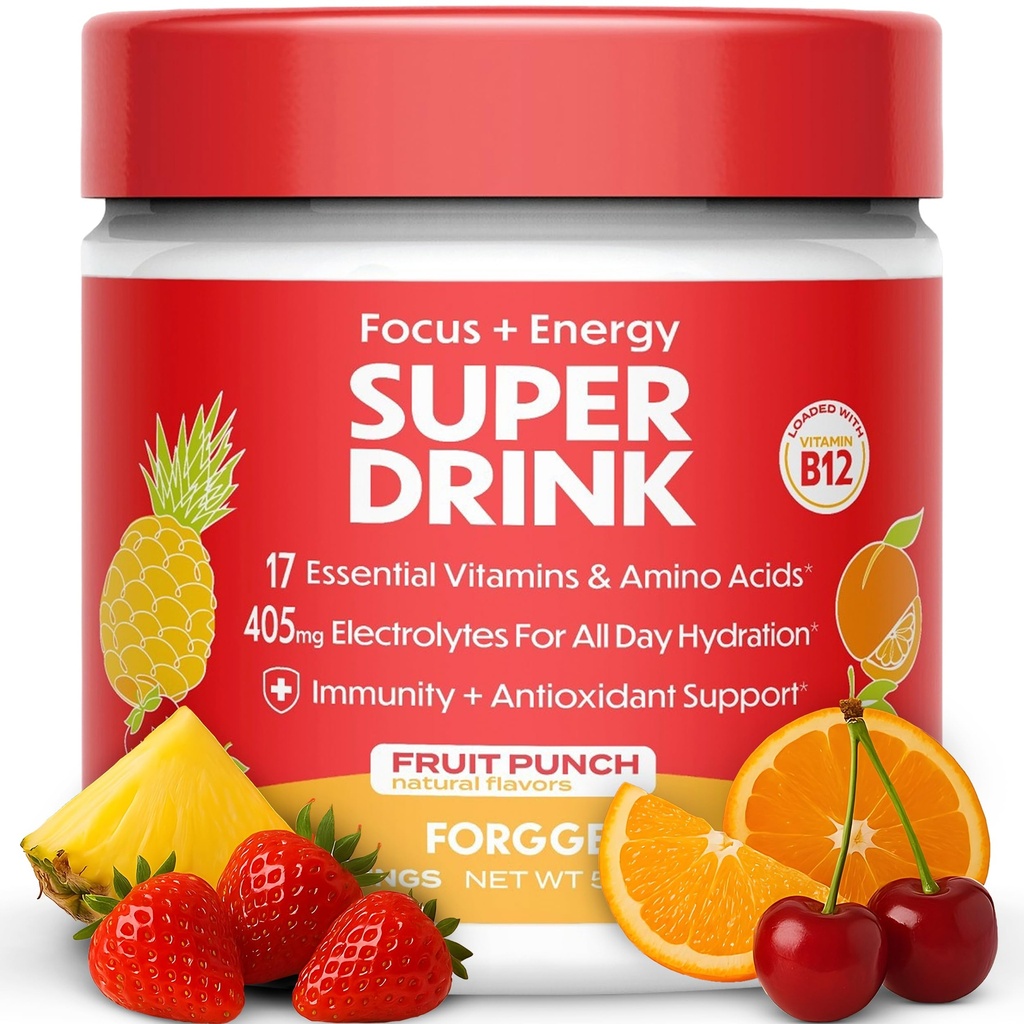 Sağlıklı Enerji İçecek Toz Mix - Temiz Caffeine + B12, B6, C & D Vitaminleri - Elektrolytes ile Şeker Ücretsiz Enerji İçecek Tozu, Antioksis, Lions Mane - Vegan, Alfa-Friendly - 30 SVG,