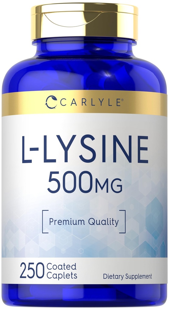 Carlyle L-Lysine 500 mg | 250 Caplet Capsules | Amino Asit Supplement | Vegetarian, Non-GMO & Gluten Free