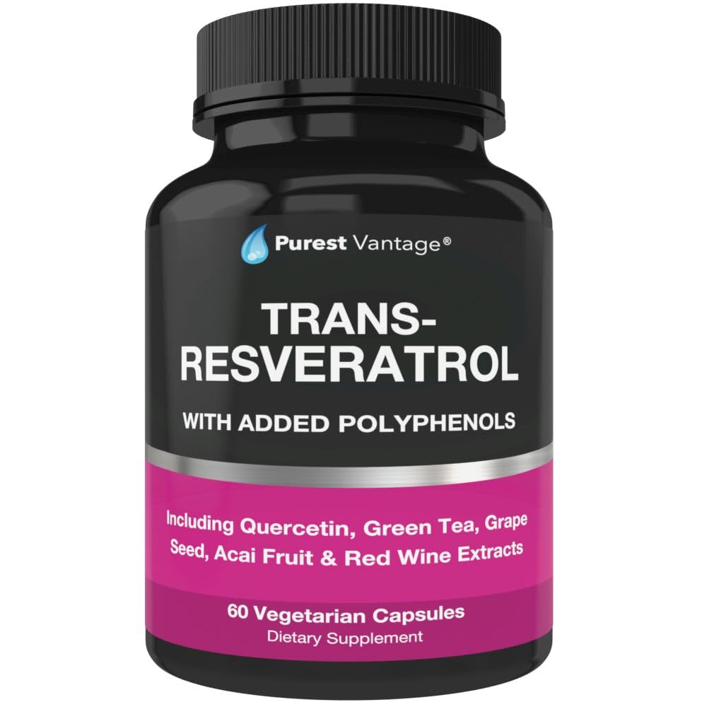 Resveratrol Tamam - Trans Resveratrol, Quercetin, Grape Tohum, Yeşil Çay, Acai ve Red Wine Extract - 60 Veggie Capsules