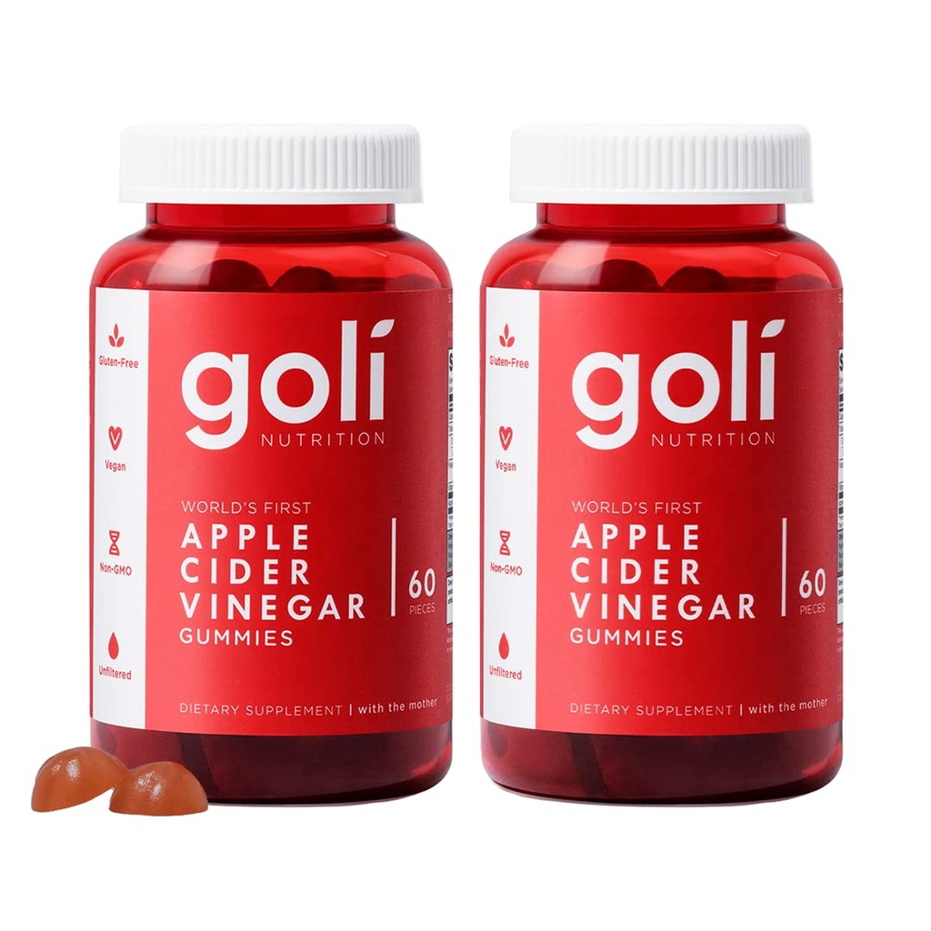 Goli Beslenme Supplement, Apple Cider Vinegar Gummy Vitamins Beslenme, 60 Kontun 2 Paketi