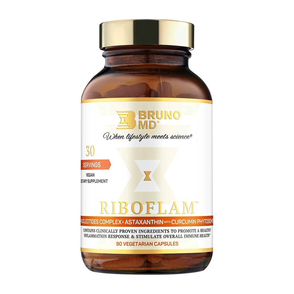 Riboflam, Klinik olarak İmmune Sistem ATM Malzemeler, Sağlıklı Inflammatory Yanıt, Curcumin Phytosome, Nucleotides, 100% Vegan