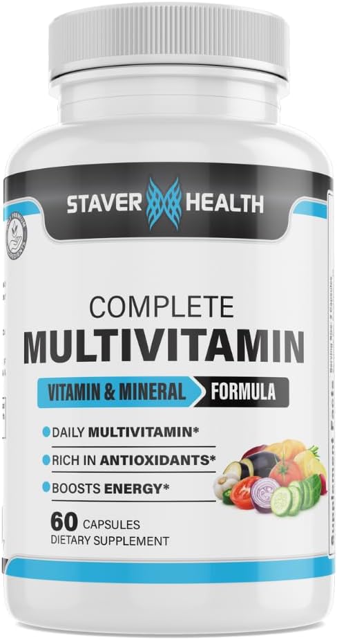 Erkekler ve Kadınlar için Çokvitamin Kapsülleri - 60 Kont - 30 Hizmet - 1 Ay Supply