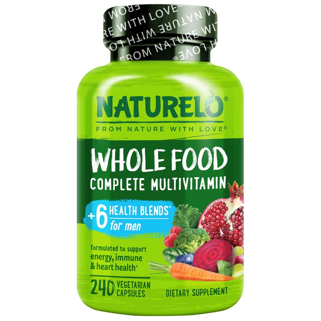 NATLO Erkekler Multivitaminler - Vitaminlerle Erkekler için Tüm Gıda Çokvitamin, Mineraller - Enerji için 240 Vejetaryen Capsules, Beyin, Kalp, Göz Sağlığı*